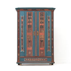 Rustic Farmhouse Folk Art Painted Bridal Cabinet from 1841