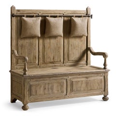 Rustic Farmhouse Hall Bench with Storage