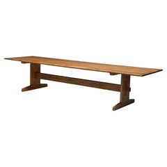 Table à manger longue de ferme rustique, France, 19ème siècle