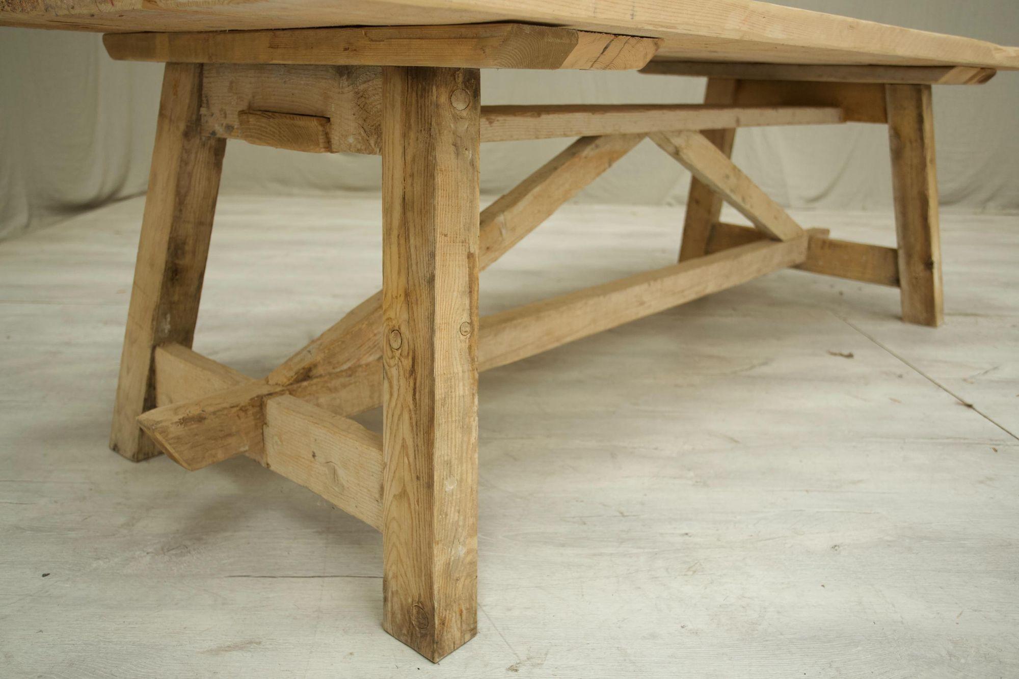 Rustic 'Farmhouse' Pine Dining Table, 4 Legged For Sale 2