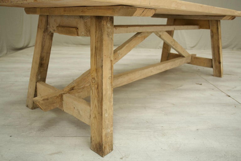 Rustic Busing Table Rustic 'Farmhouse' Pine Dining Table, 4 Legged For Sale at 1stDibs