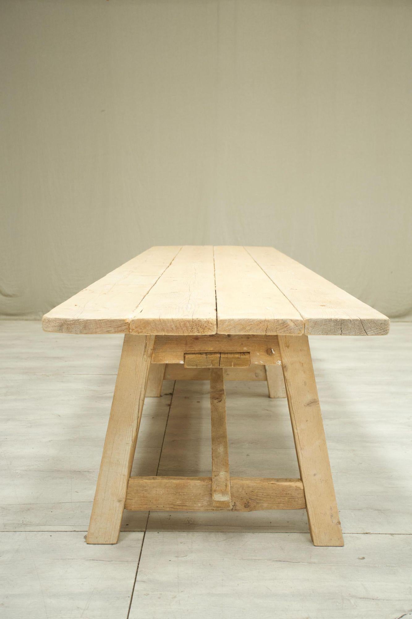 Rustic 'Farmhouse' Pine Dining Table, 6 Legged For Sale 6