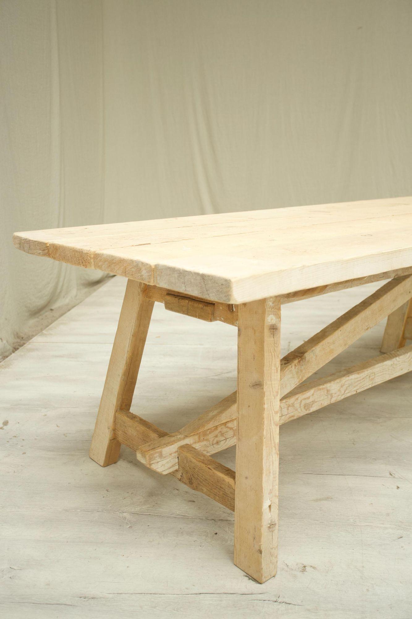 Contemporary Rustic 'Farmhouse' Pine Dining Table, 6 Legged For Sale