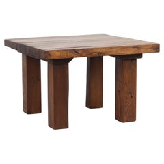 Rustic Farmhouse Primitive Brutalist Vintage Mid-Century Coffee Table from Oak