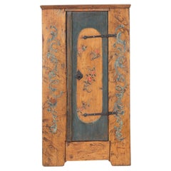 Rustic Farmhouse Primitive Wabi Sabi Folk Art Painted Alpine Bridal Cabinet