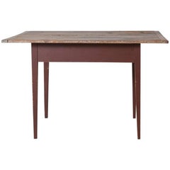 Rustic Farmhouse Rectangular Farm Table with Red Base with Natural Wooden Top