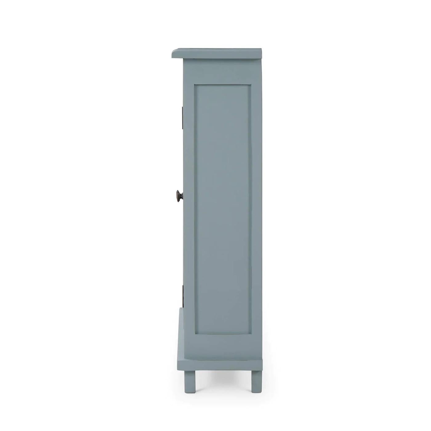 Asian Rustic Farmhouse Side Cabinet - Ocean Blue For Sale