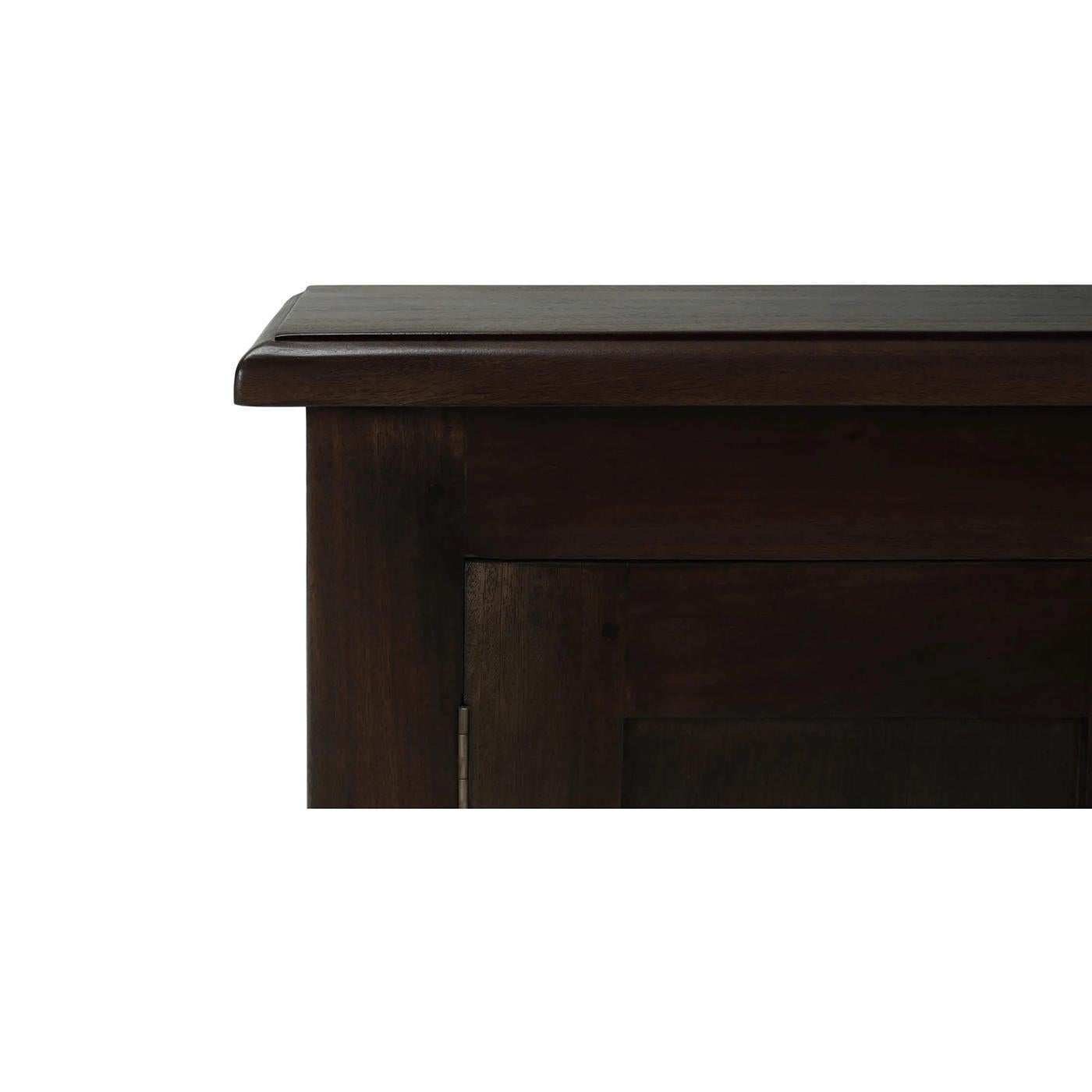 Contemporary Rustic Farmhouse Side Cabinet - Walnut Finish For Sale