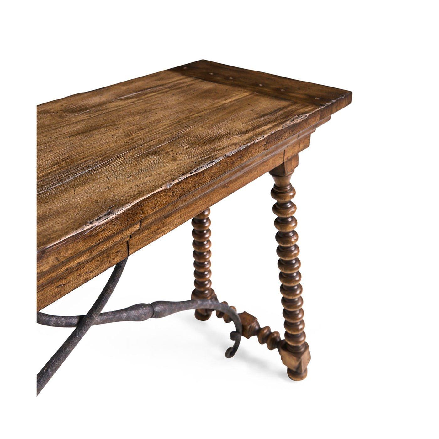 Rustic Farmhouse Spool-Leg Console Table For Sale at 1stDibs