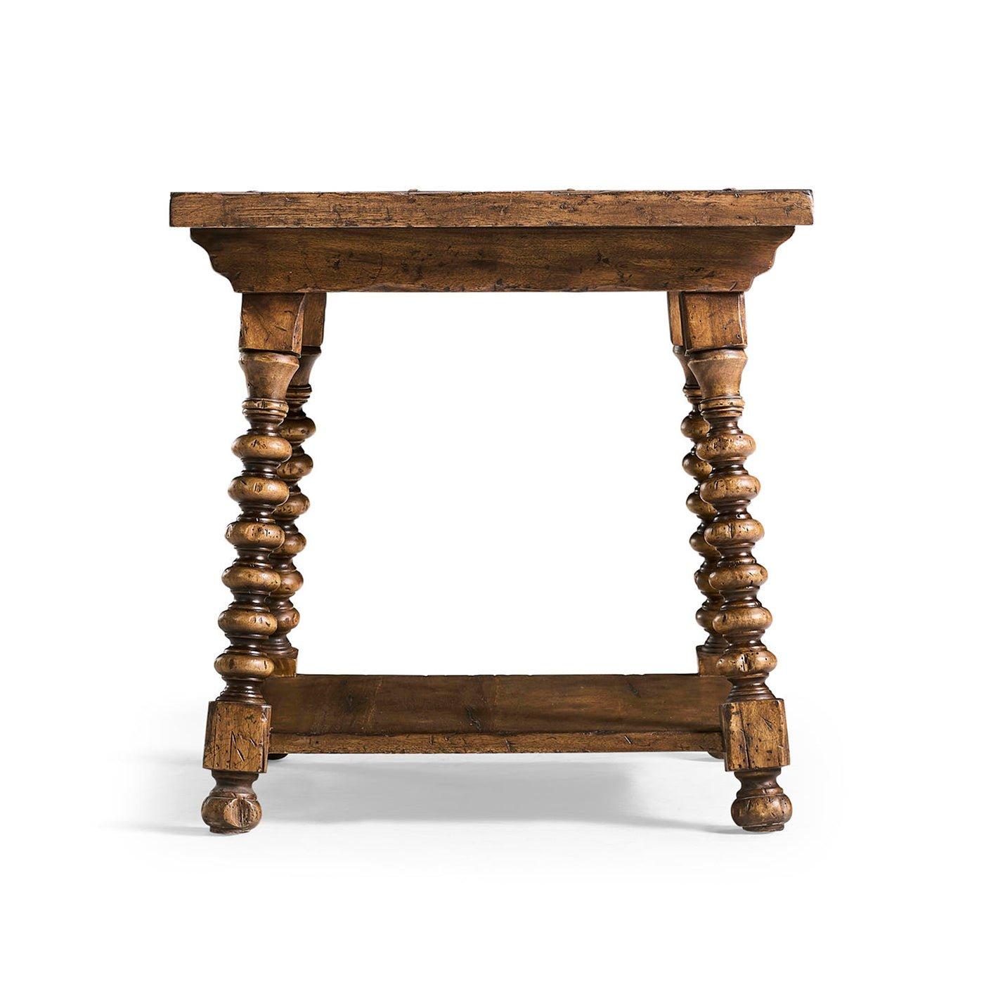 Vietnamese Rustic Farmhouse Spool-Leg Side Table For Sale