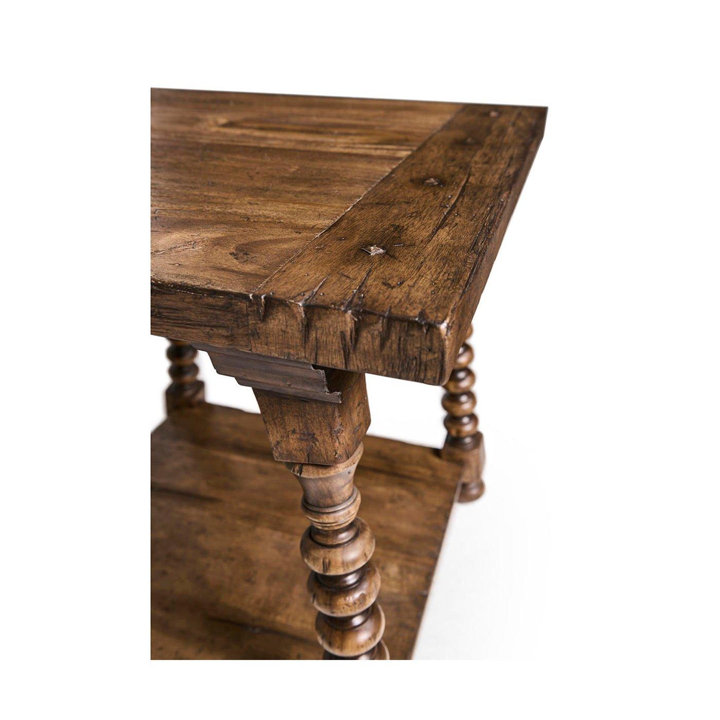 Rustic Farmhouse Spool-Leg Side Table In New Condition For Sale In Westwood, NJ