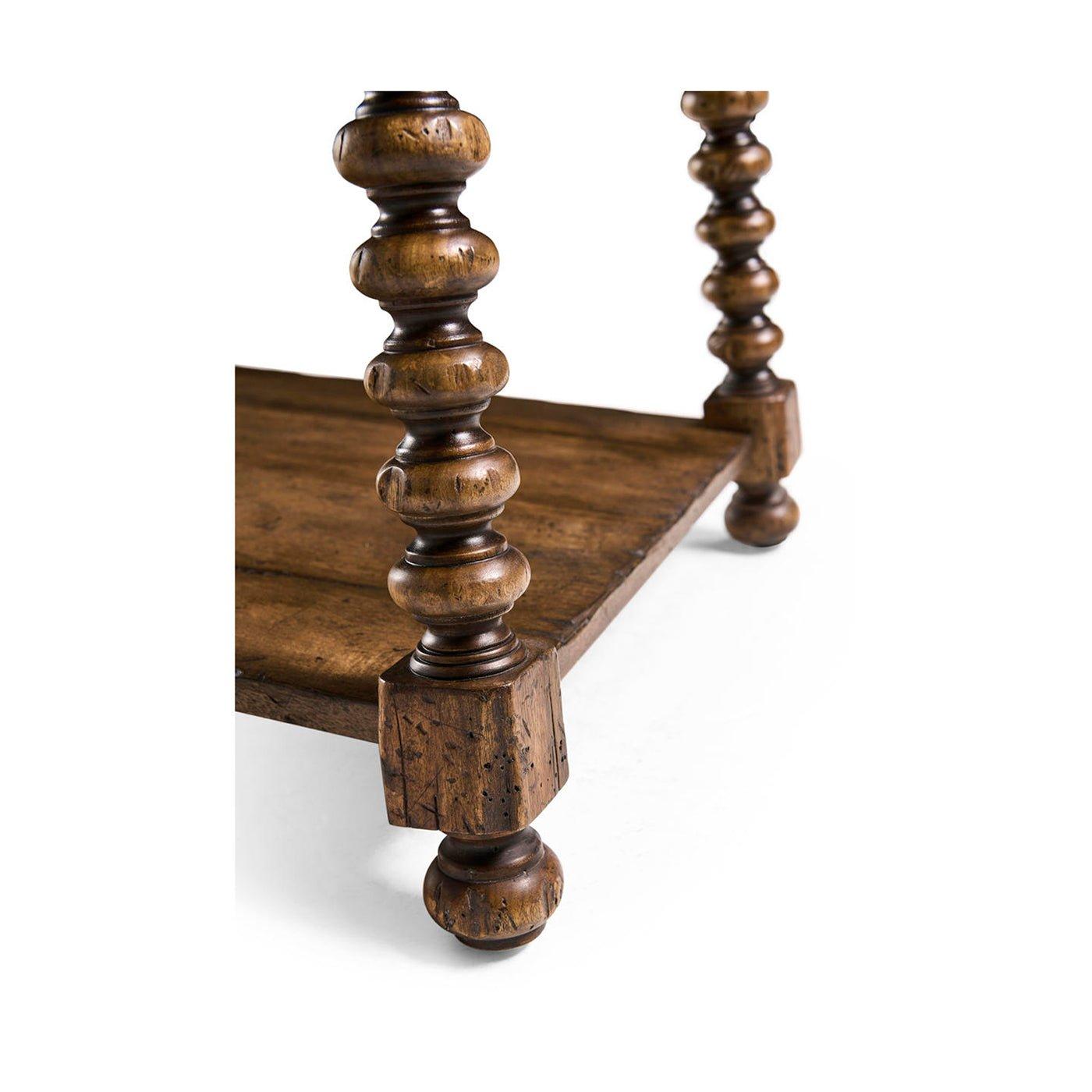 Contemporary Rustic Farmhouse Spool-Leg Side Table For Sale