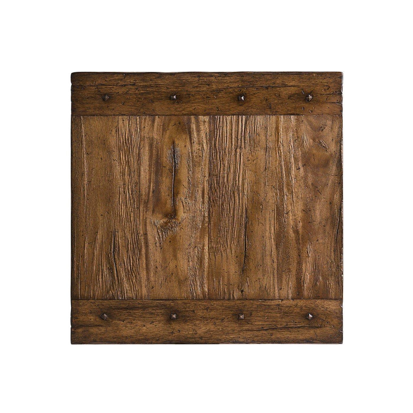 Wood Rustic Farmhouse Spool-Leg Side Table For Sale