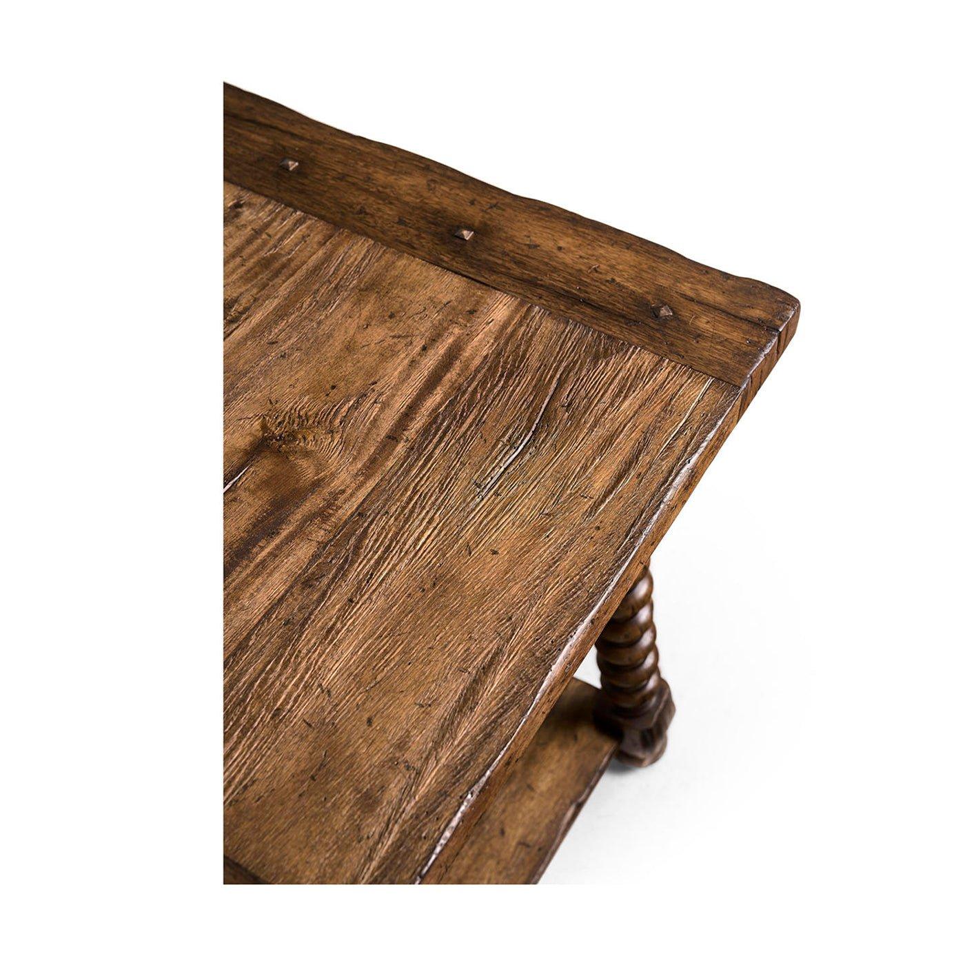 Rustic Farmhouse Spool-Leg Side Table For Sale 1