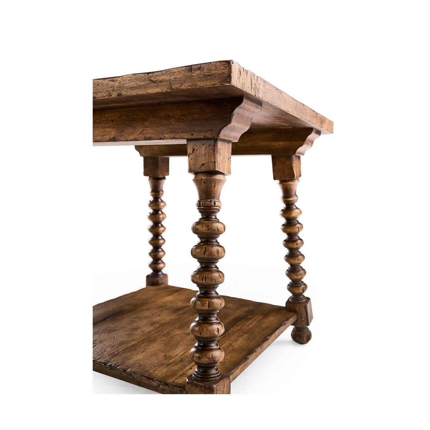 Rustic Farmhouse Spool-Leg Side Table For Sale 3