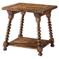 Rustic Farmhouse Spool-Leg Side Table
