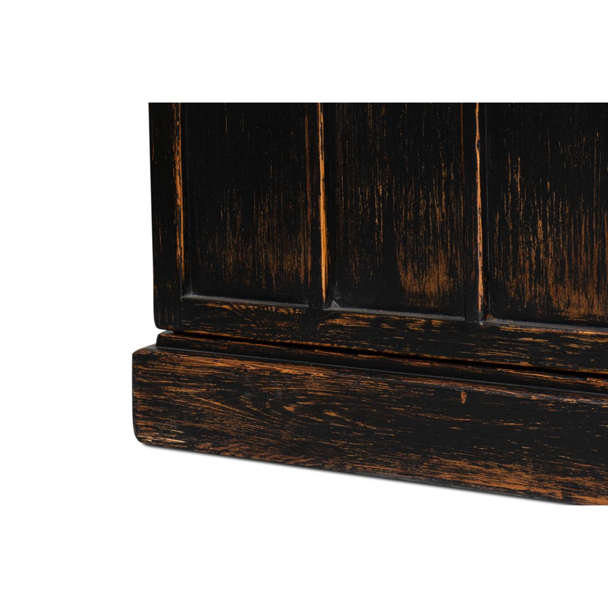 Wood Rustic Farmhouse Style Black Bookcase For Sale