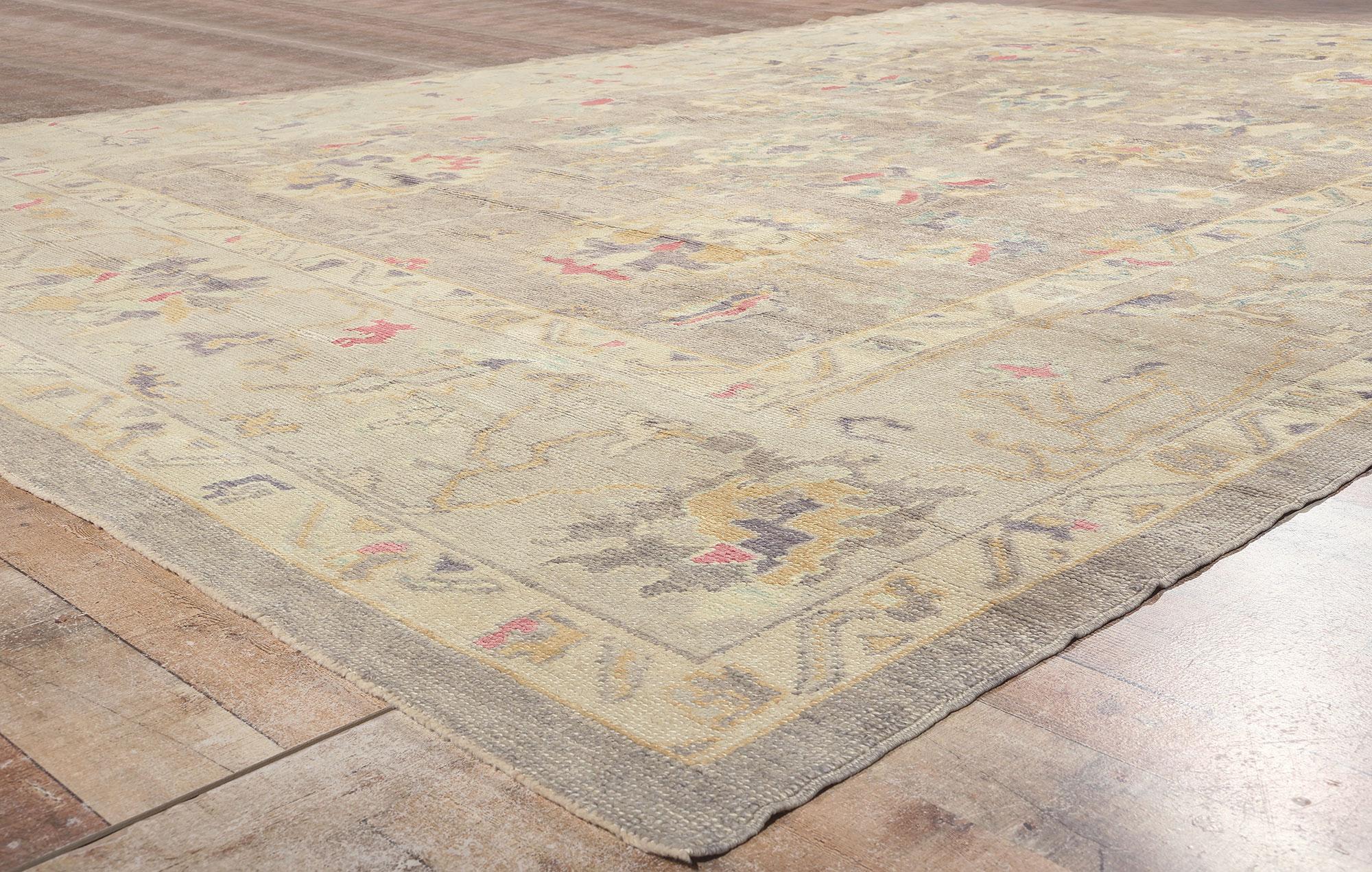 Modern Oushak Turkish Rug, Subtle Shibui Meets Biophilic Design In New Condition For Sale In Dallas, TX