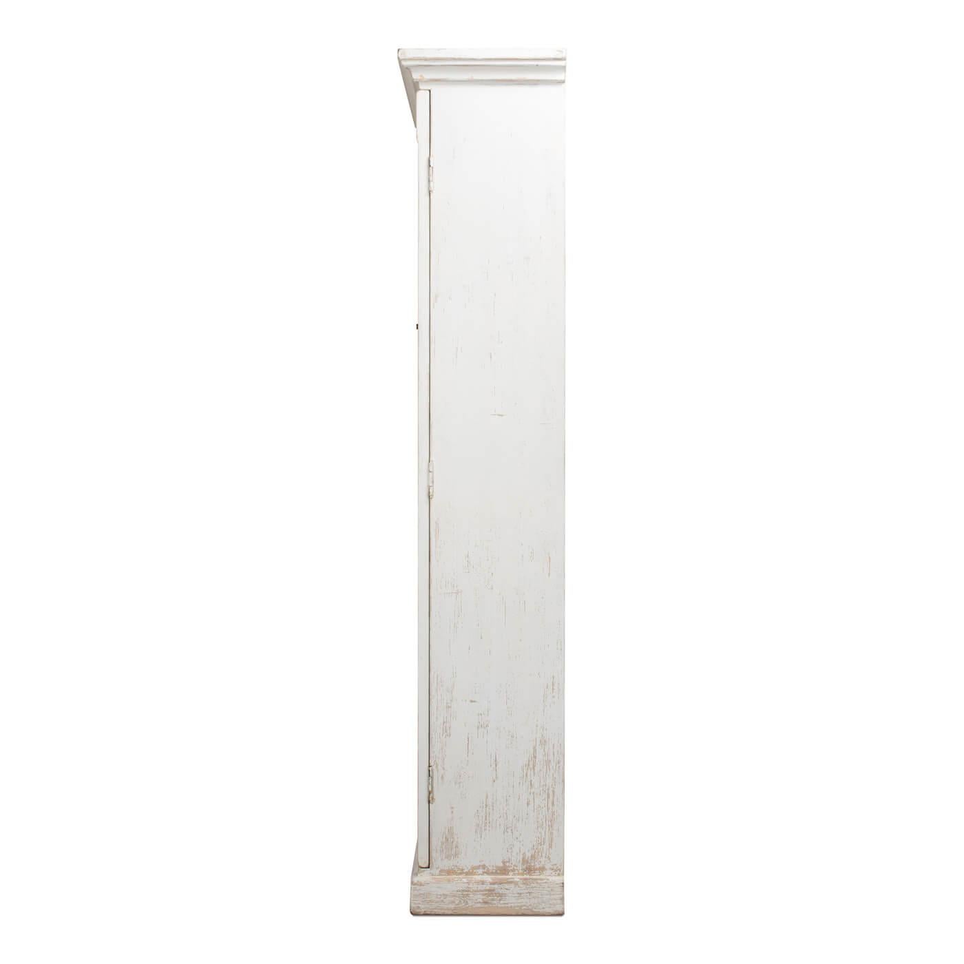 Asian Rustic Farmhouse Style Whitewashed Bookcase For Sale