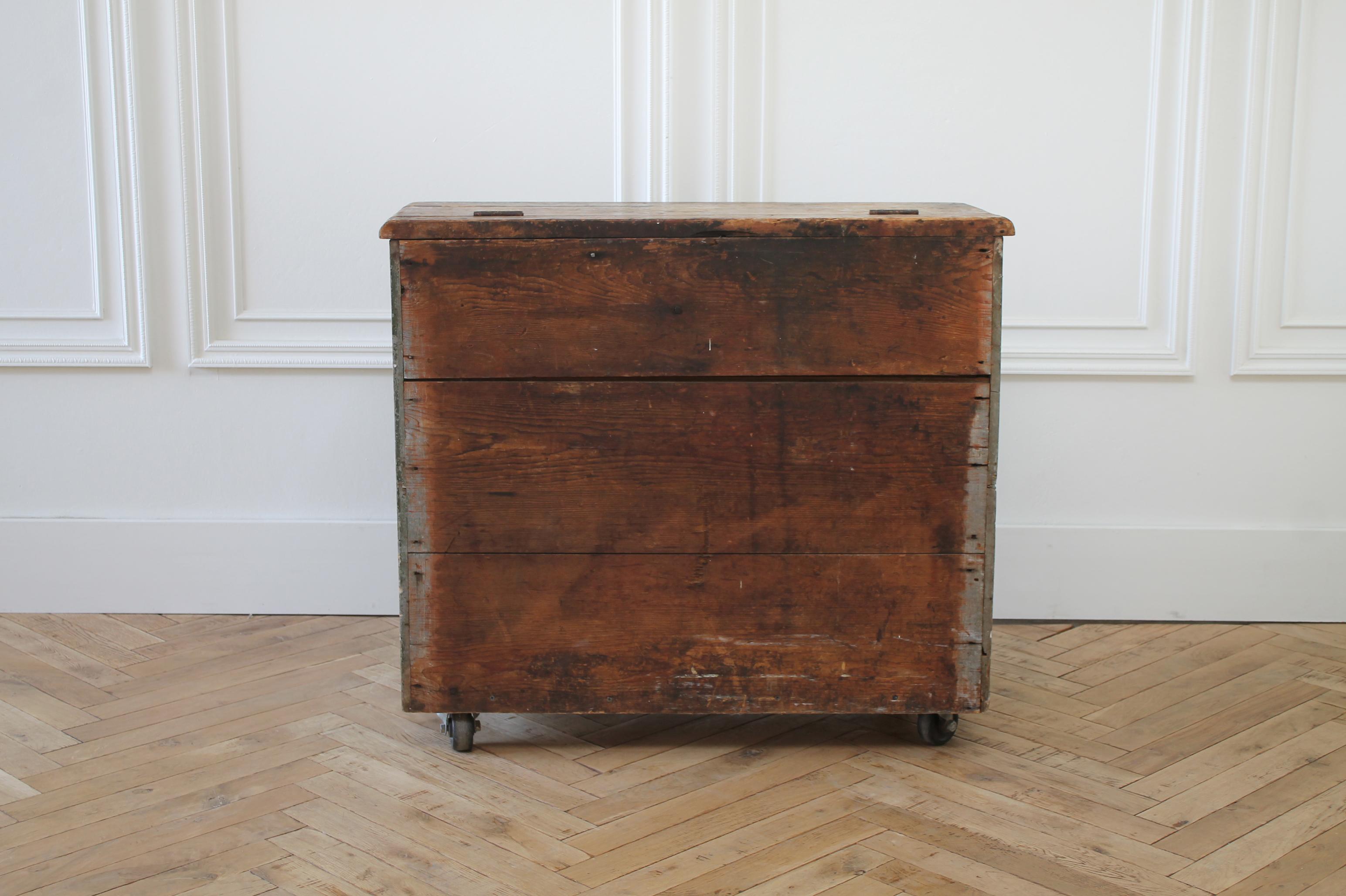 19th Century Rustic Farmhouse Table Grain Bin with Original Painted Finish