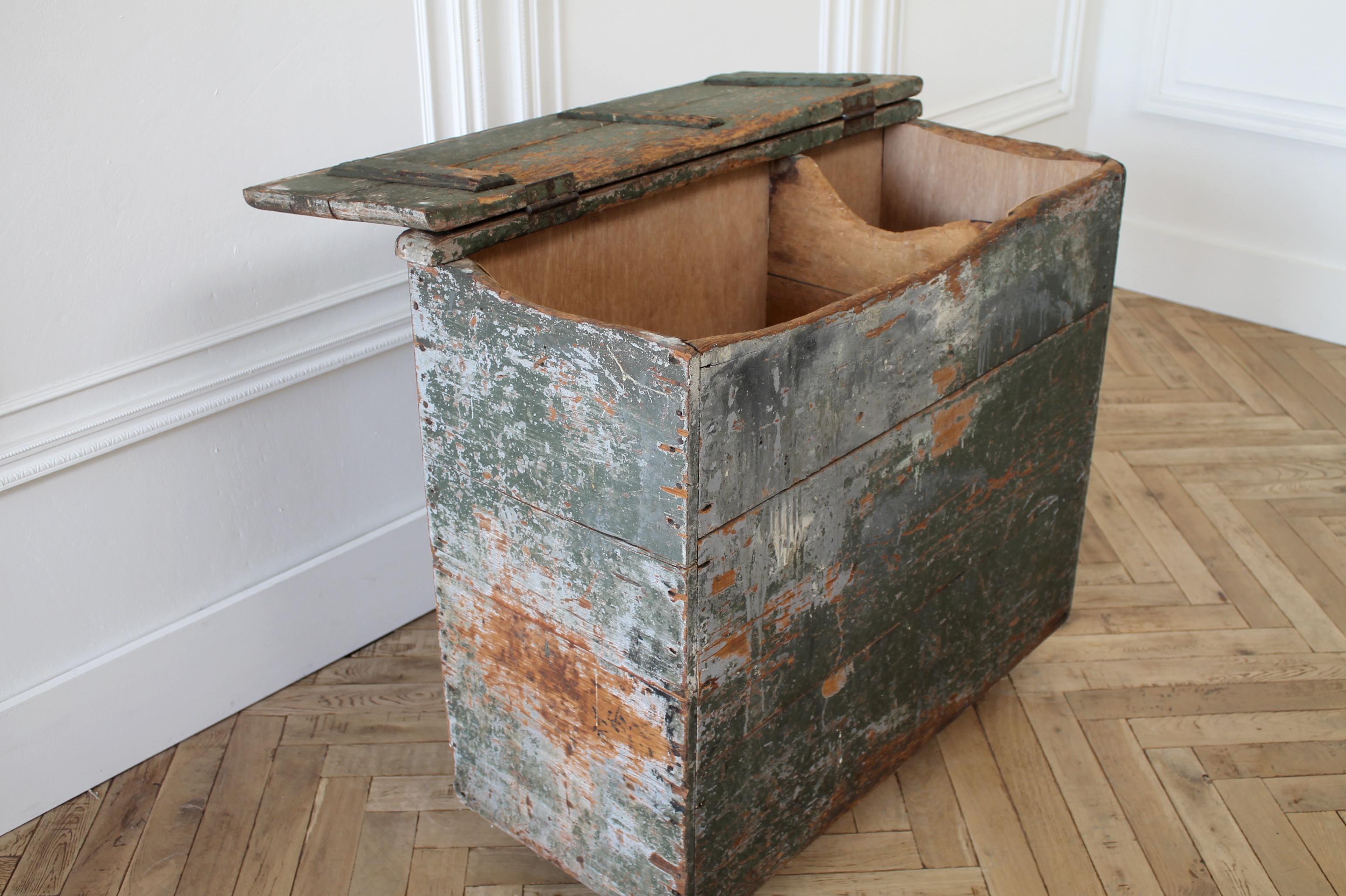 Rustic Farmhouse Table Grain Bin with Original Painted Finish 1