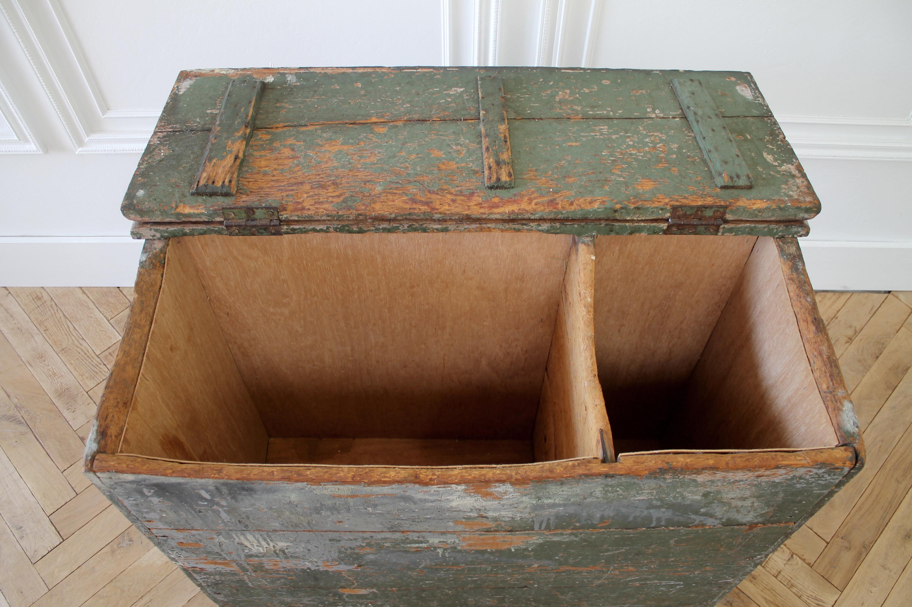 Rustic Farmhouse Table Grain Bin with Original Painted Finish 2