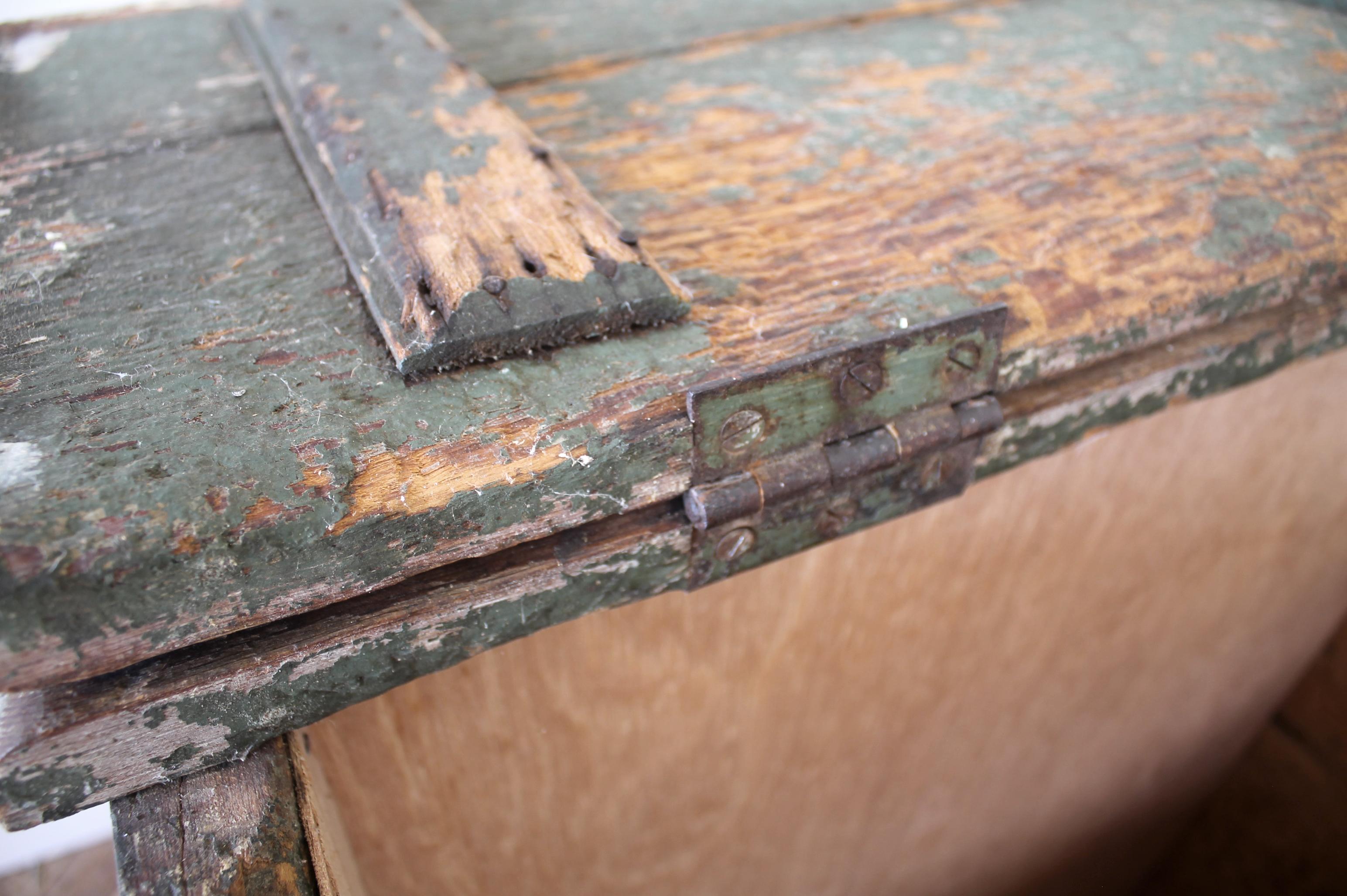 Rustic Farmhouse Table Grain Bin with Original Painted Finish 3