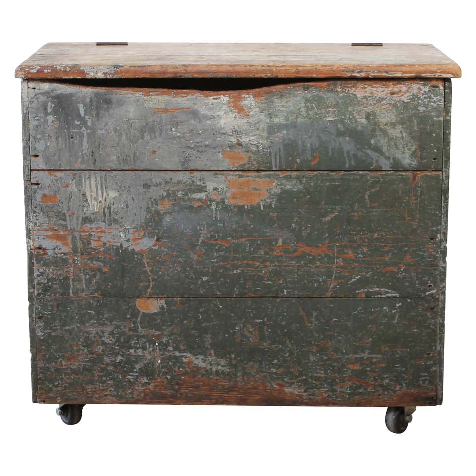 Rustic Farmhouse Table Grain Bin with Original Painted Finish at 1stDibs