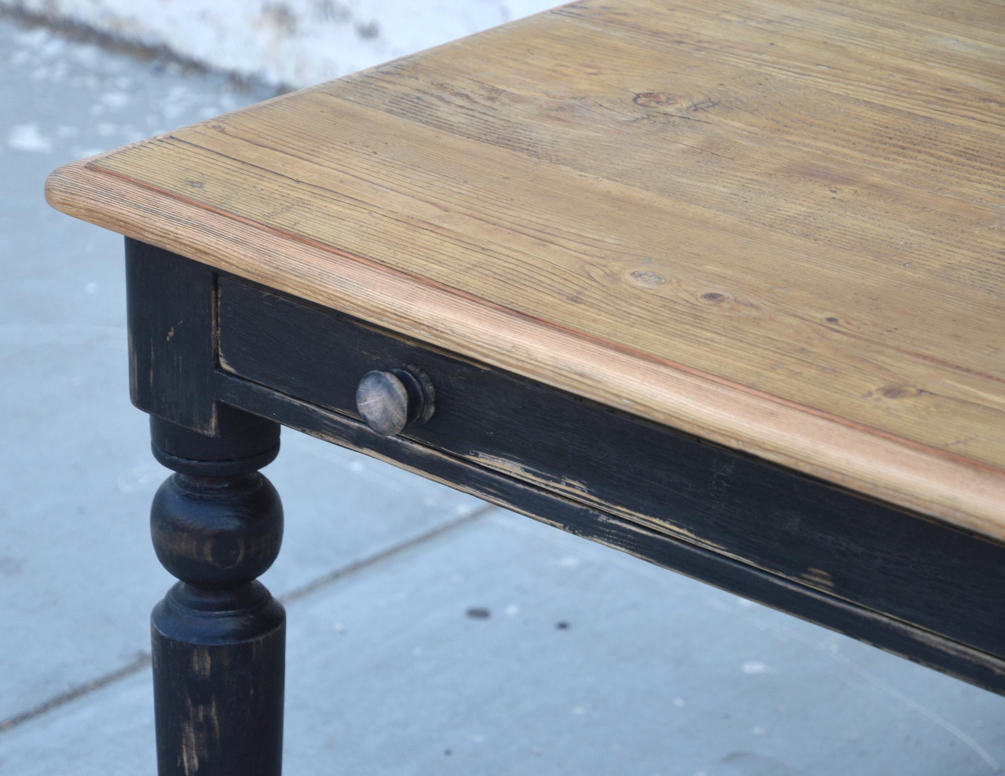 American Rustic Farmhouse Table Made from Reclaimed Pine For Sale