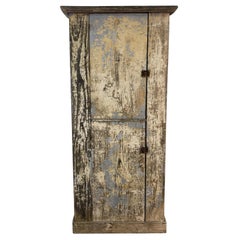 Rustic Farmhouse Tall Double Door Painted Cupboard