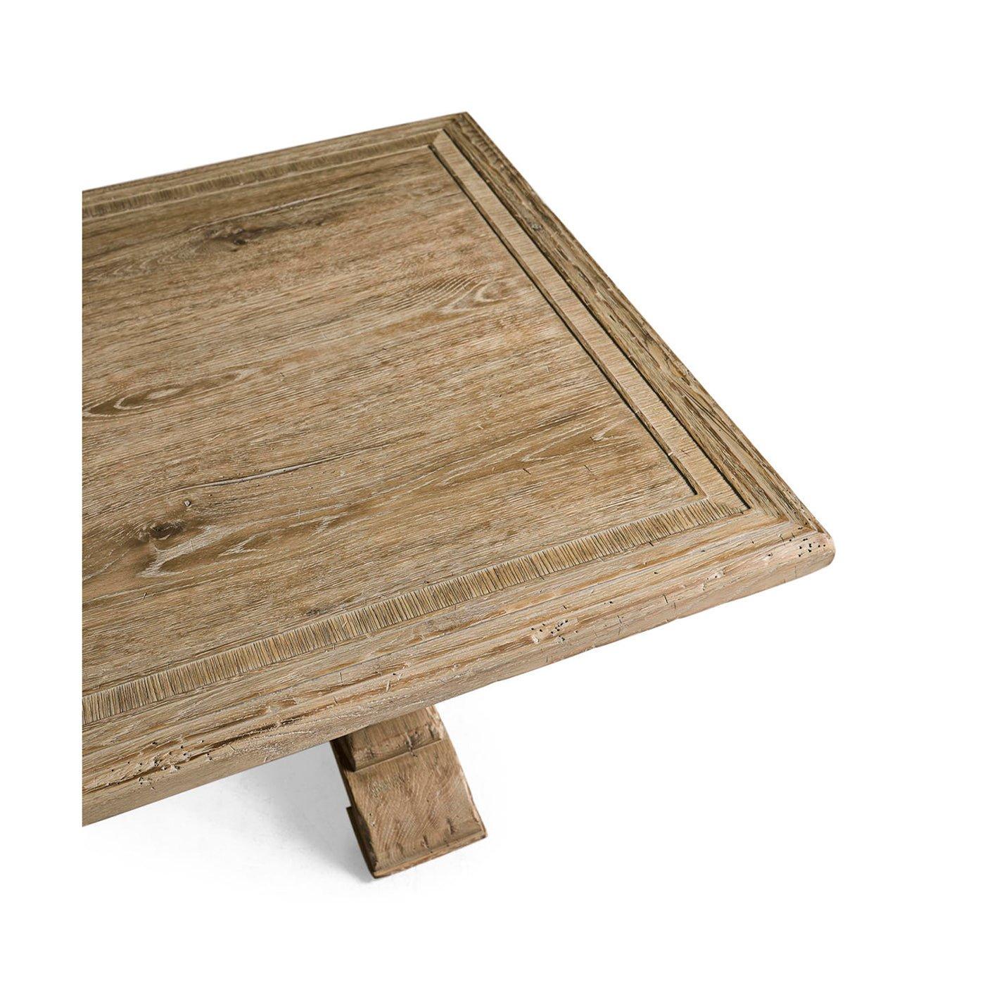 Contemporary Rustic Farmhouse Trestle Coffee Table For Sale