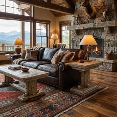 Rustikaler Bauernhof Trestle Wood Couchtisch