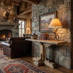Rustic Farmhouse Trestle Wood Console Table
