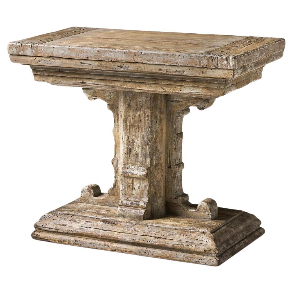 Rustic Farmhouse Trestle Wood Side Table