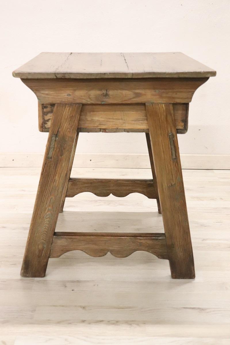Early 20th Century Rustic Fir and Oak Wood Antique Mountain Nightstand or Side Table For Sale