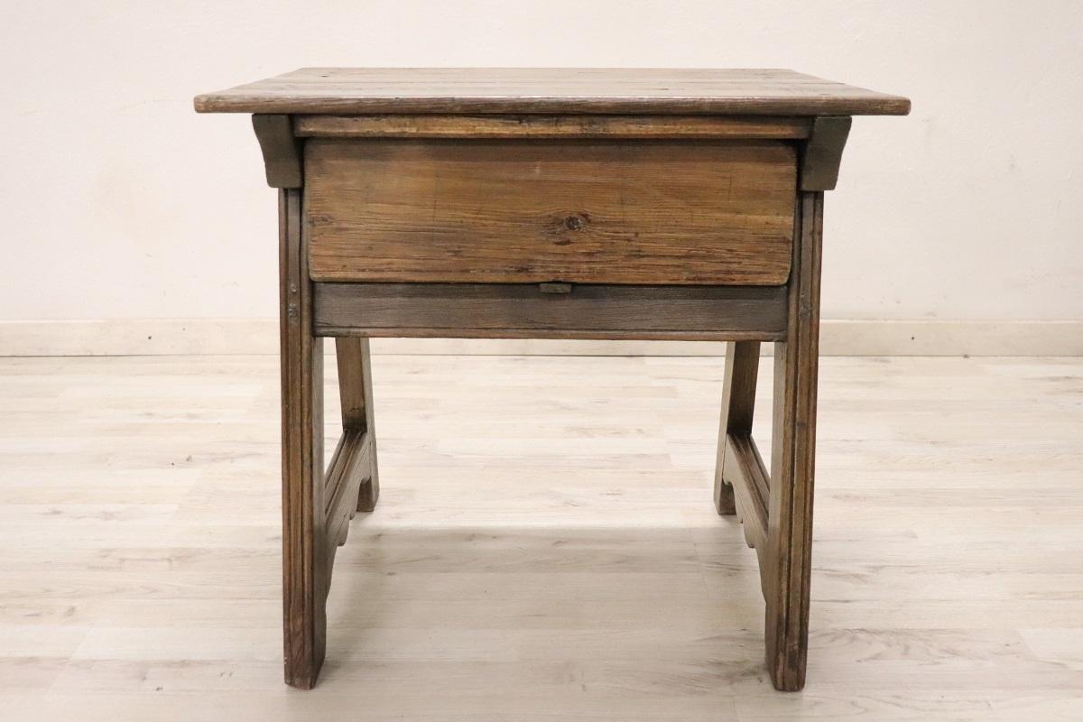 Rustic Fir and Oak Wood Antique Mountain Nightstand or Side Table For Sale 1