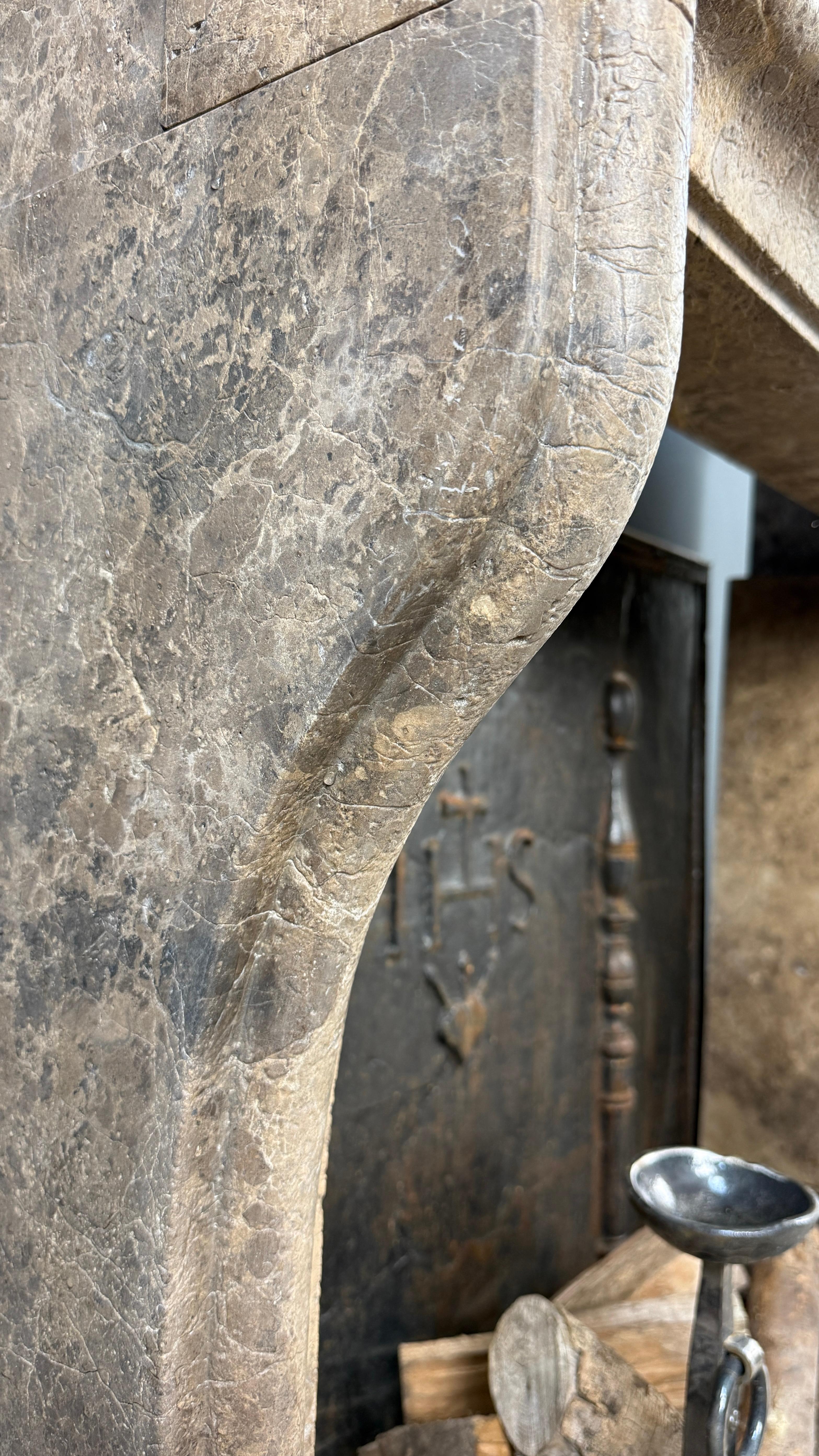 Rustic Fireplace Castle Style Leather-Look Natural Stone For Sale 3