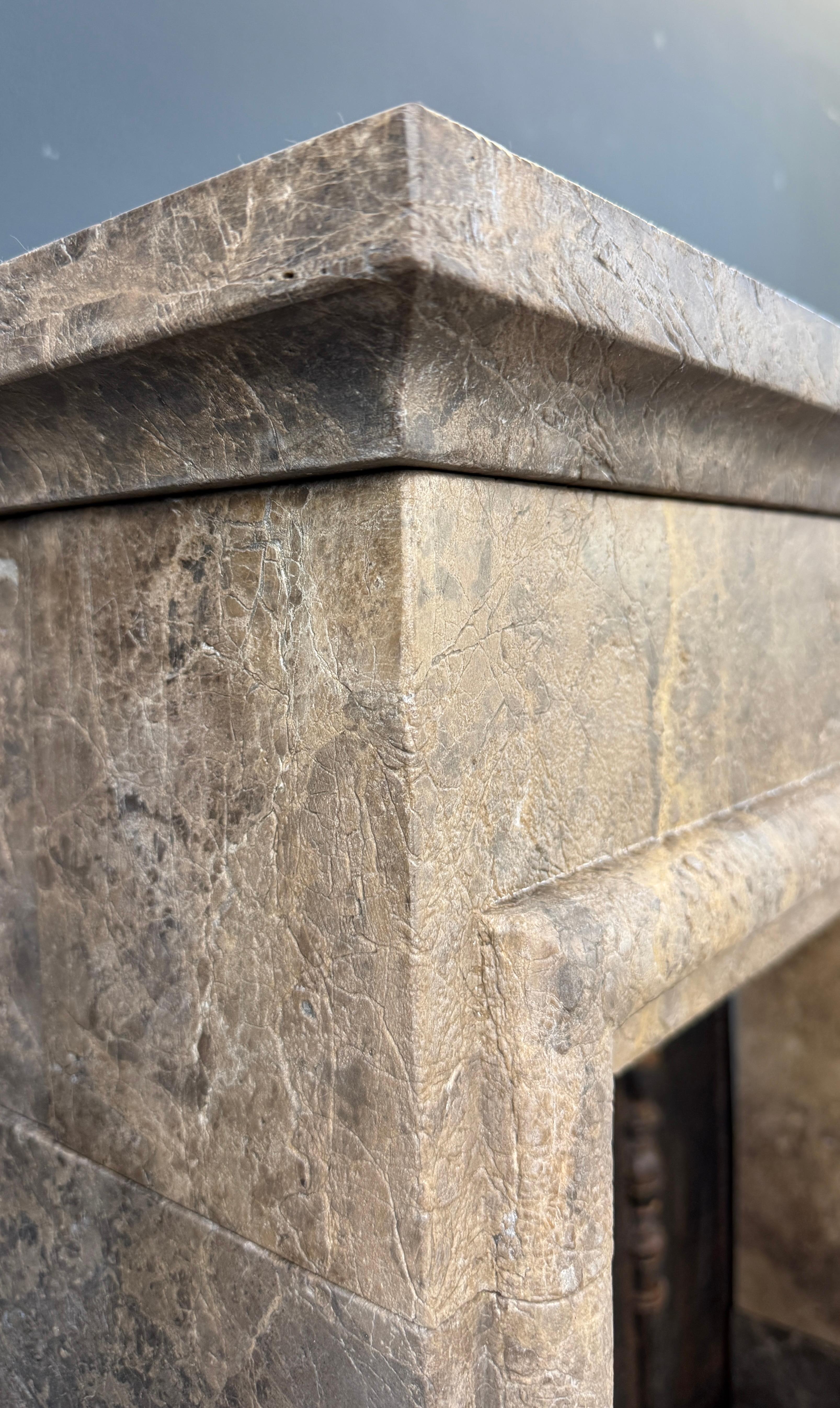 Rustic Fireplace Castle Style Leather-Look Natural Stone For Sale 4