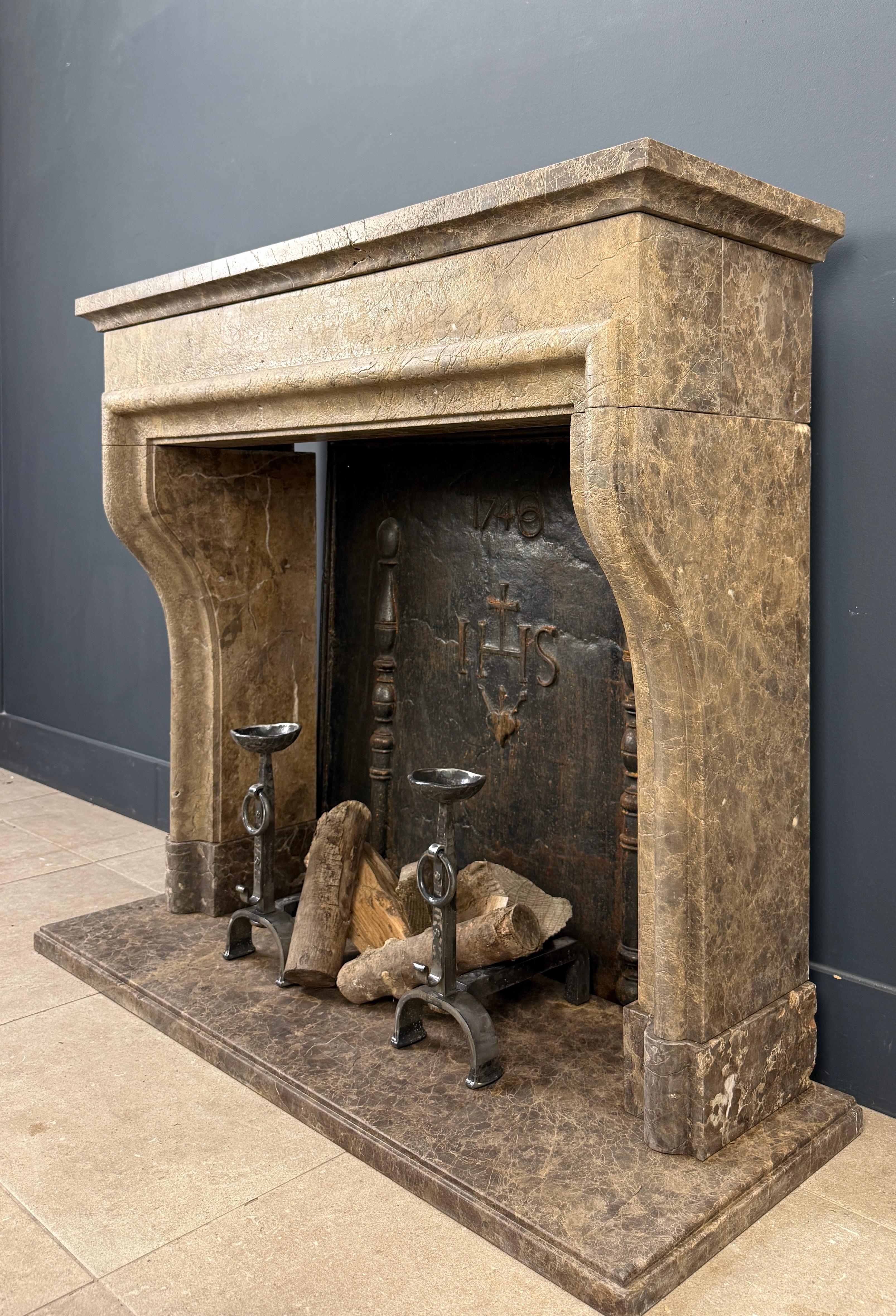 Rustic Fireplace Castle Style Leather-Look Natural Stone For Sale 6