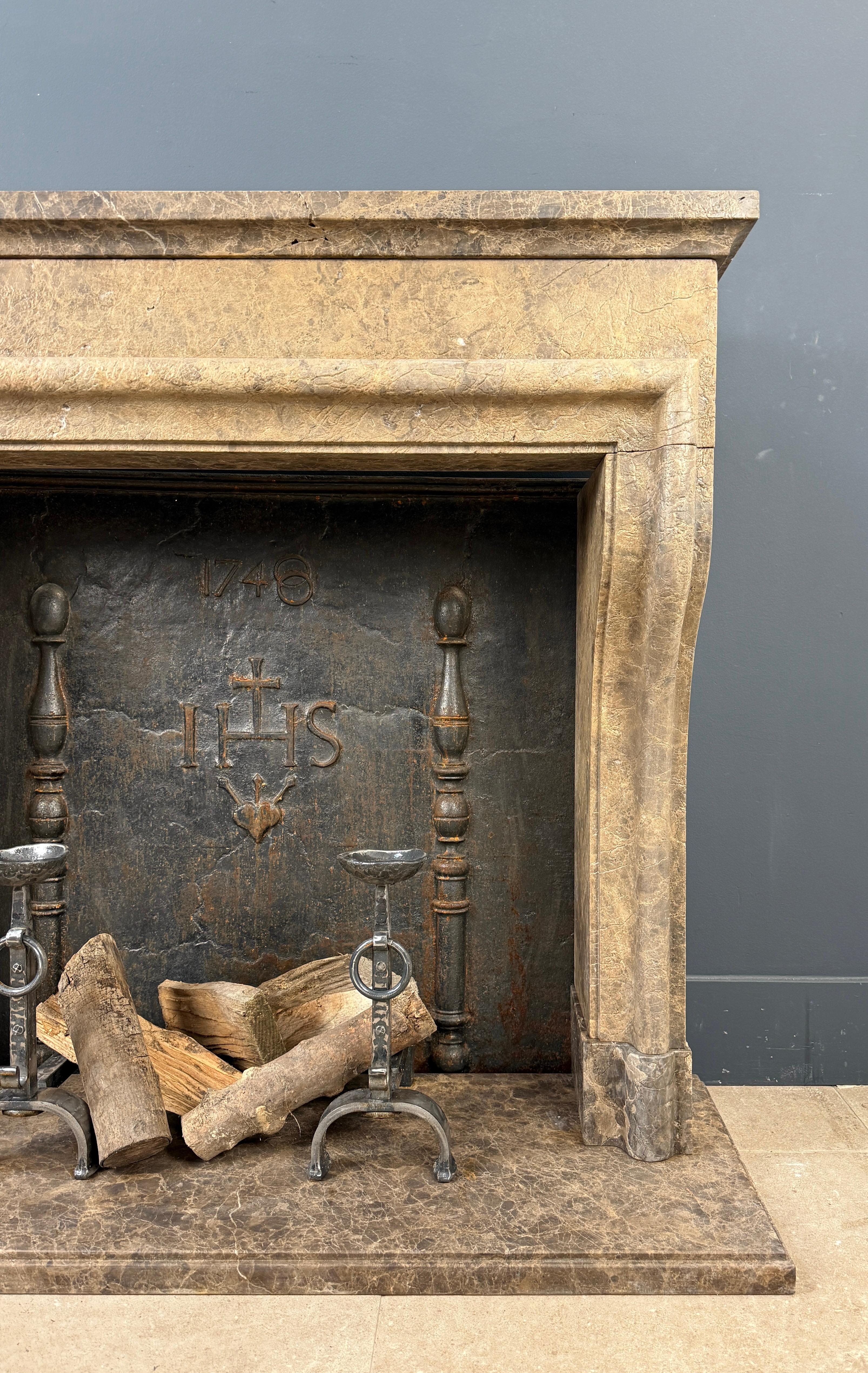 Rustic Fireplace Castle Style Leather-Look Natural Stone For Sale 7