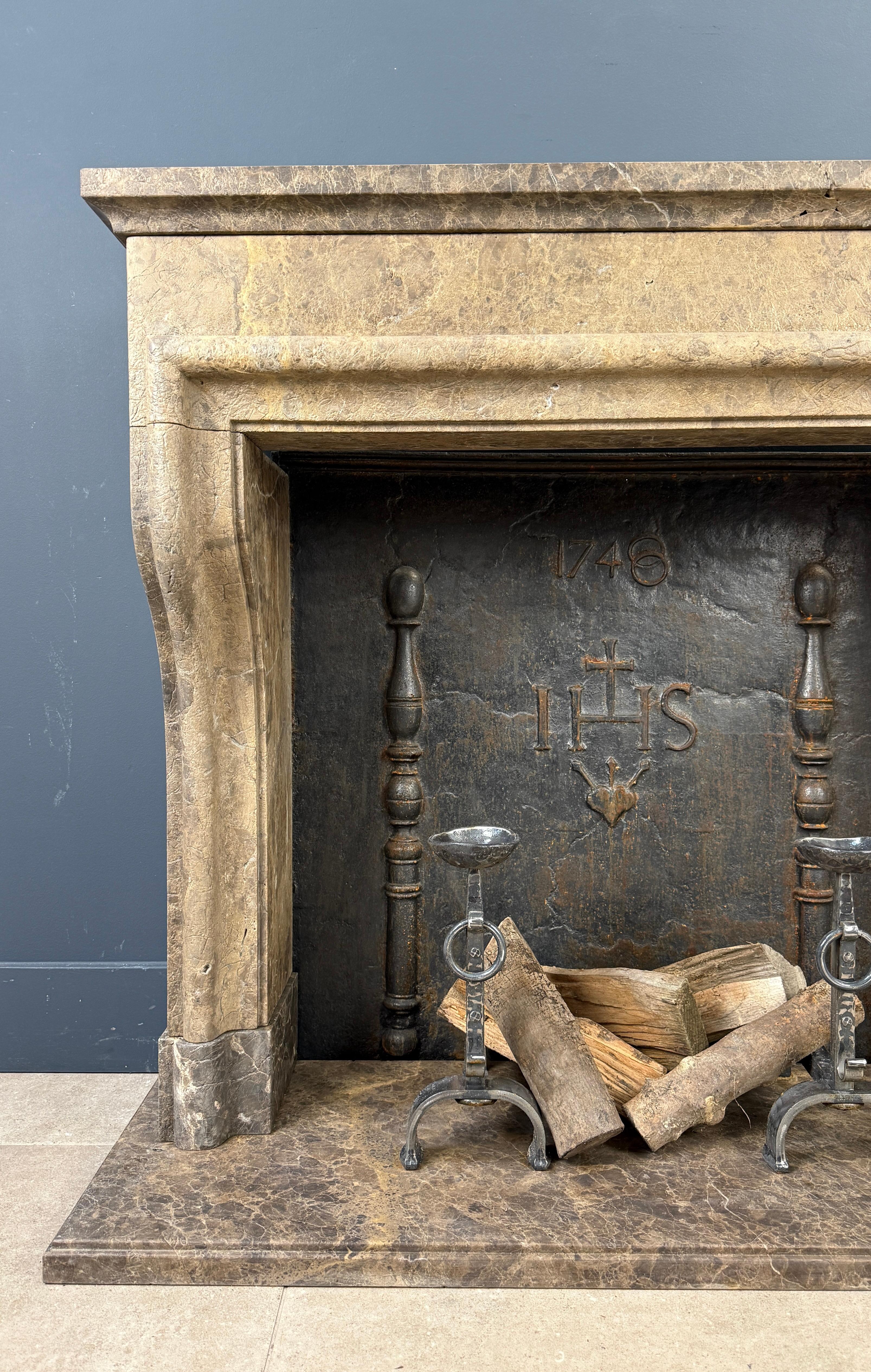 Rustic Fireplace Castle Style Leather-Look Natural Stone For Sale 8