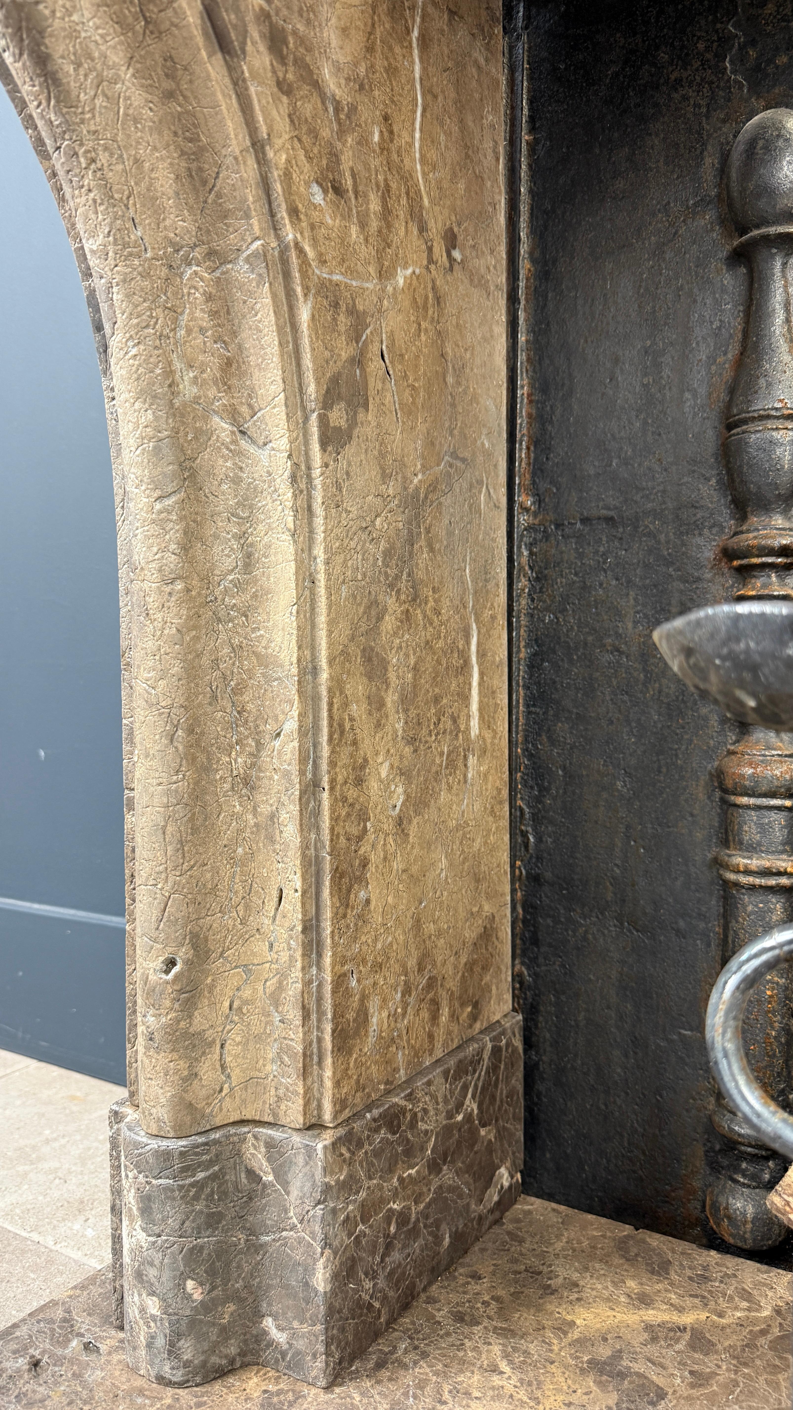 Baroque Rustic Fireplace Castle Style Leather-Look Natural Stone For Sale