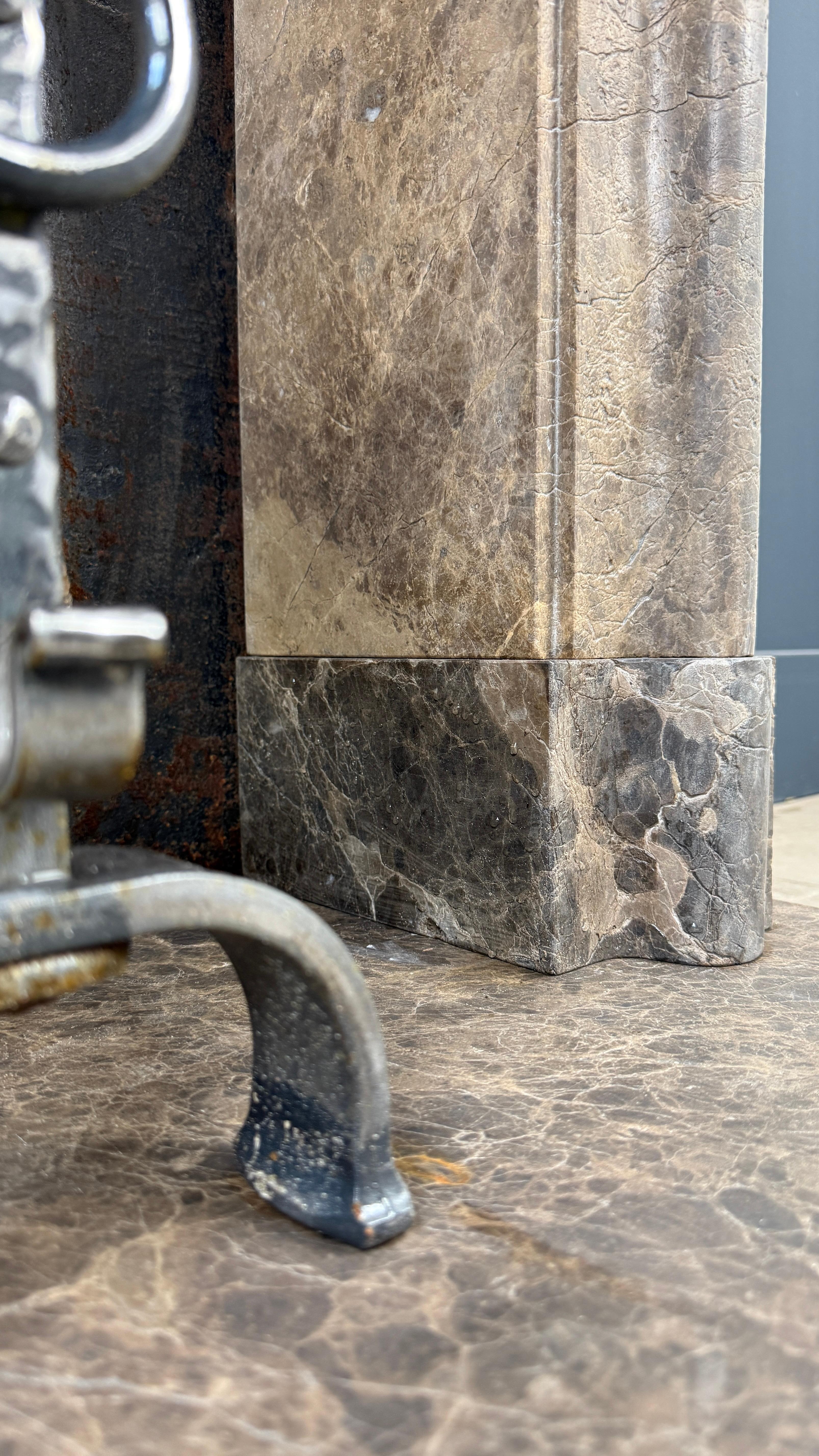 Rustic Fireplace Castle Style Leather-Look Natural Stone In Good Condition For Sale In Oostvoorne, NL