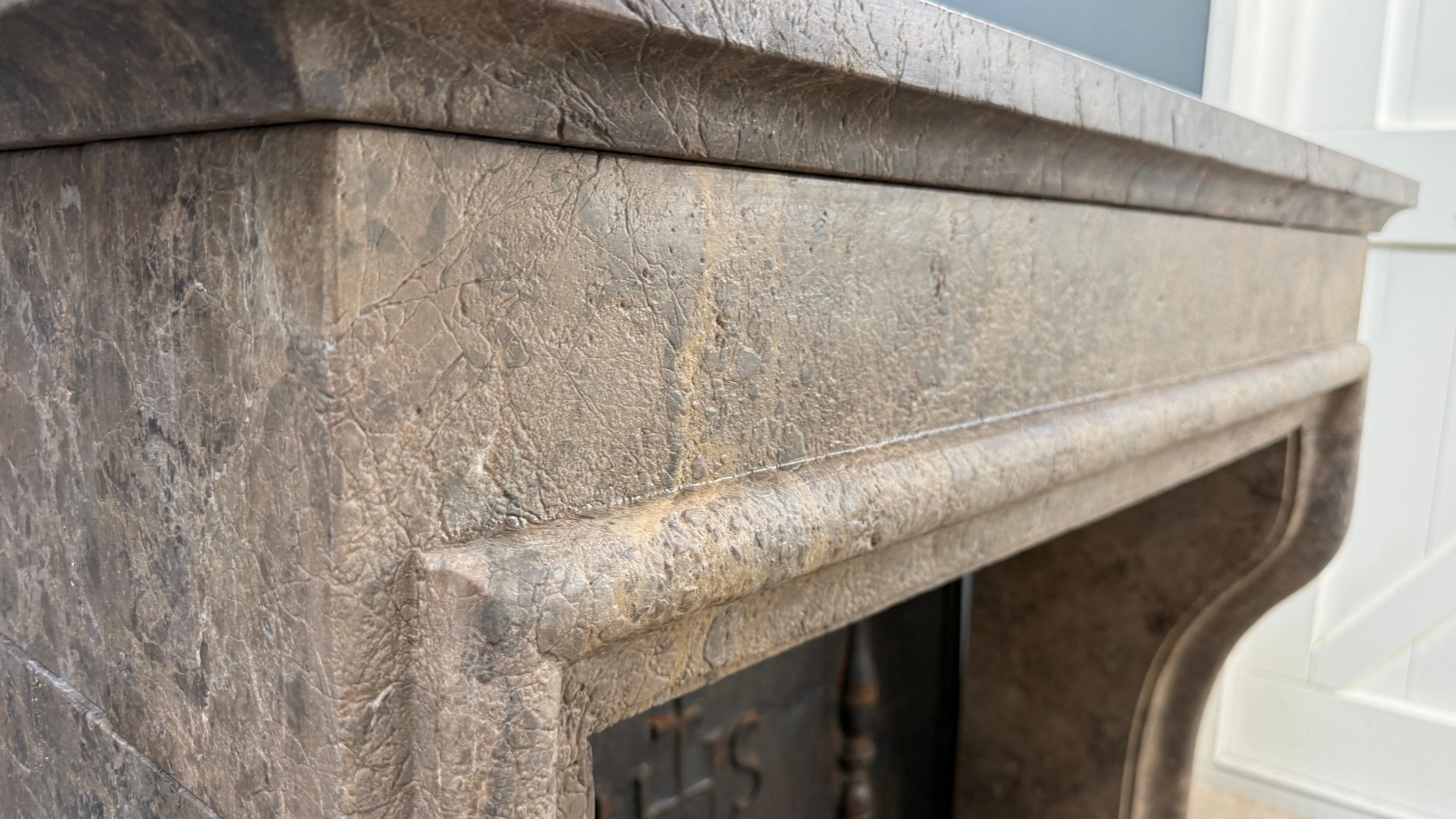 Rustic Fireplace Castle Style Leather-Look Natural Stone For Sale 2