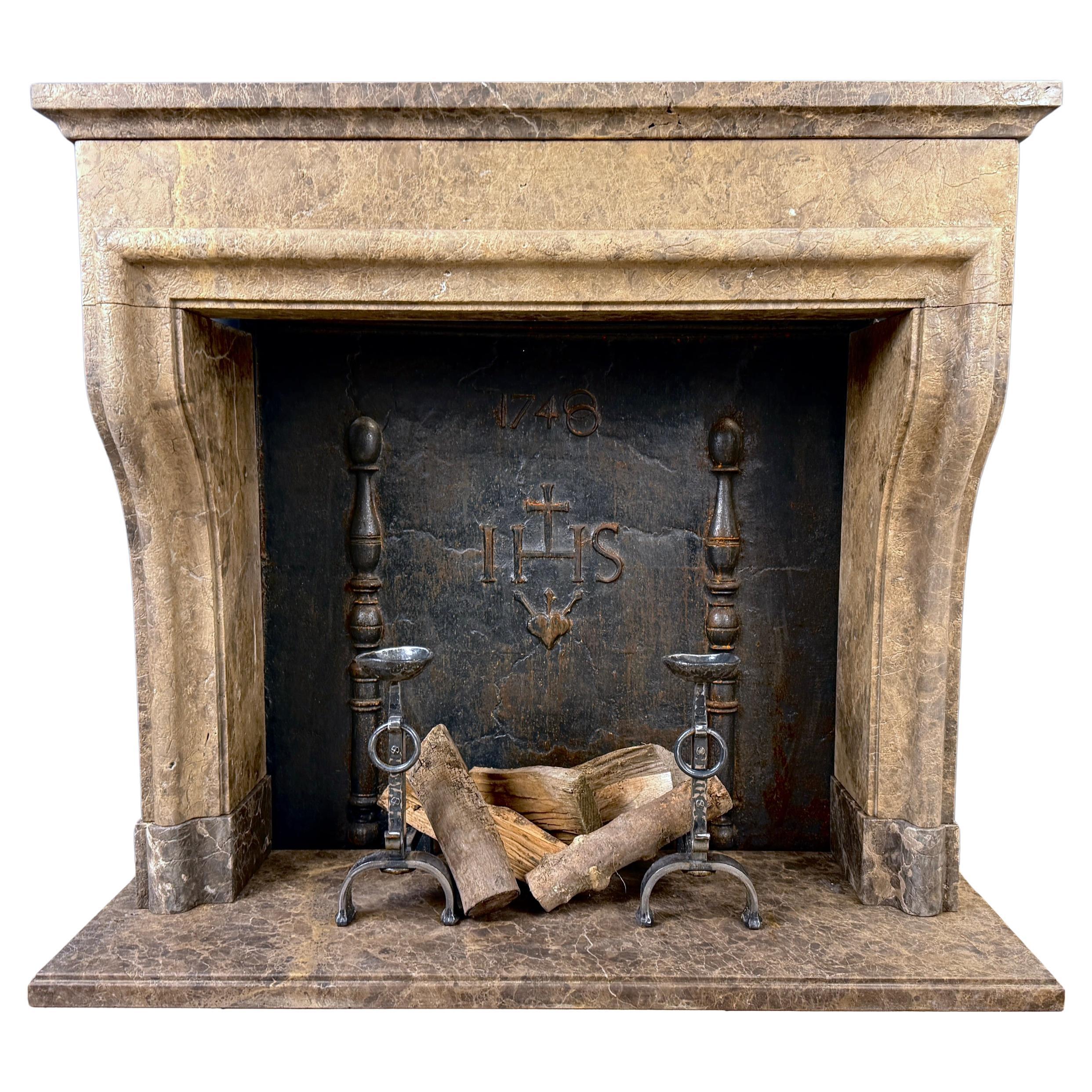 Rustic Fireplace Castle Style Leather-Look Natural Stone For Sale