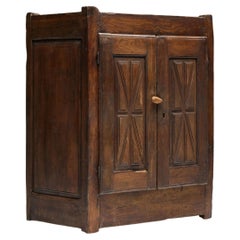 Antique Rustic Folk Art Cupboard, France, 19th Century