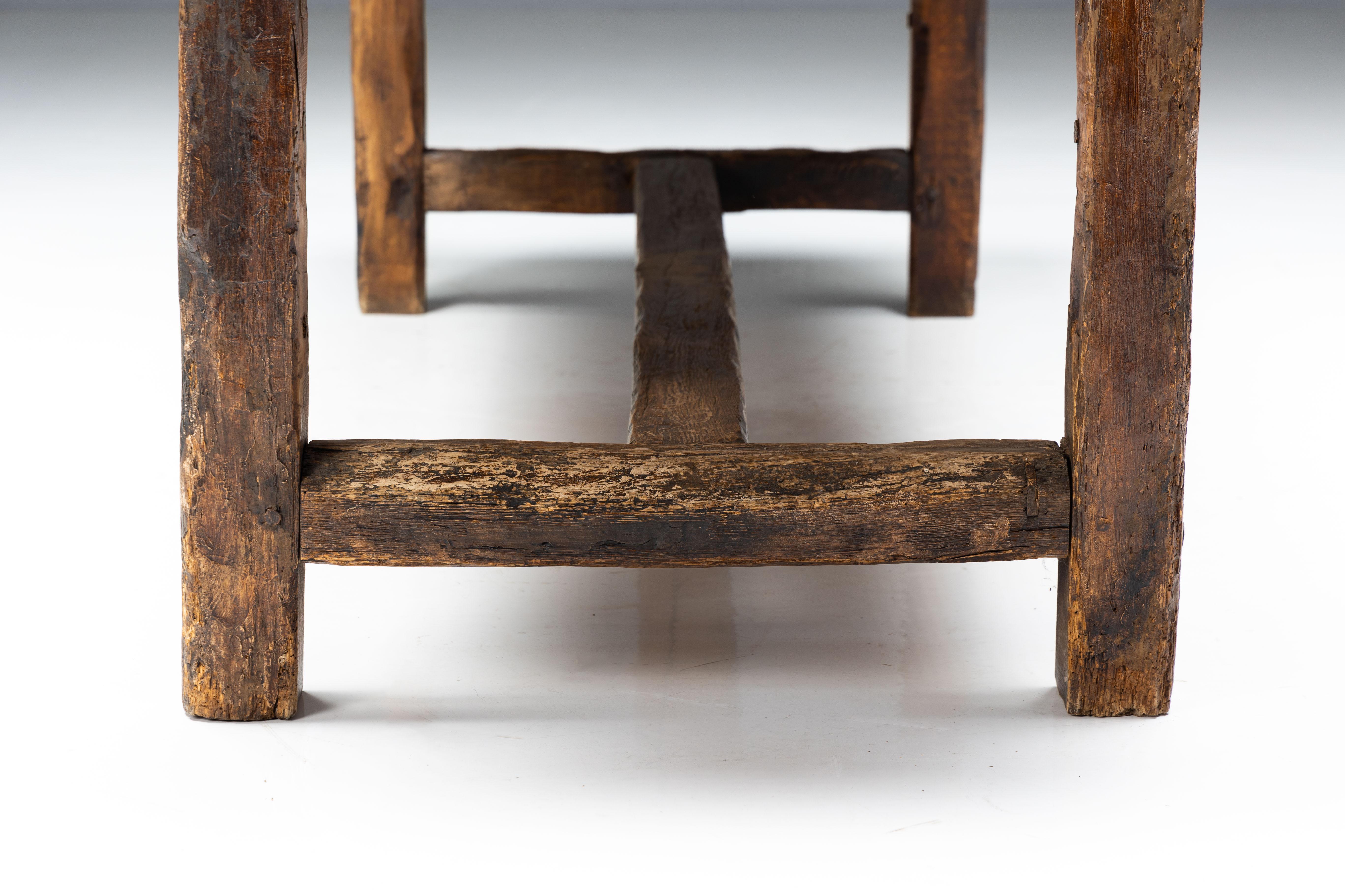 Rustic Folk Art Dining Table, France, 19th Century For Sale 5