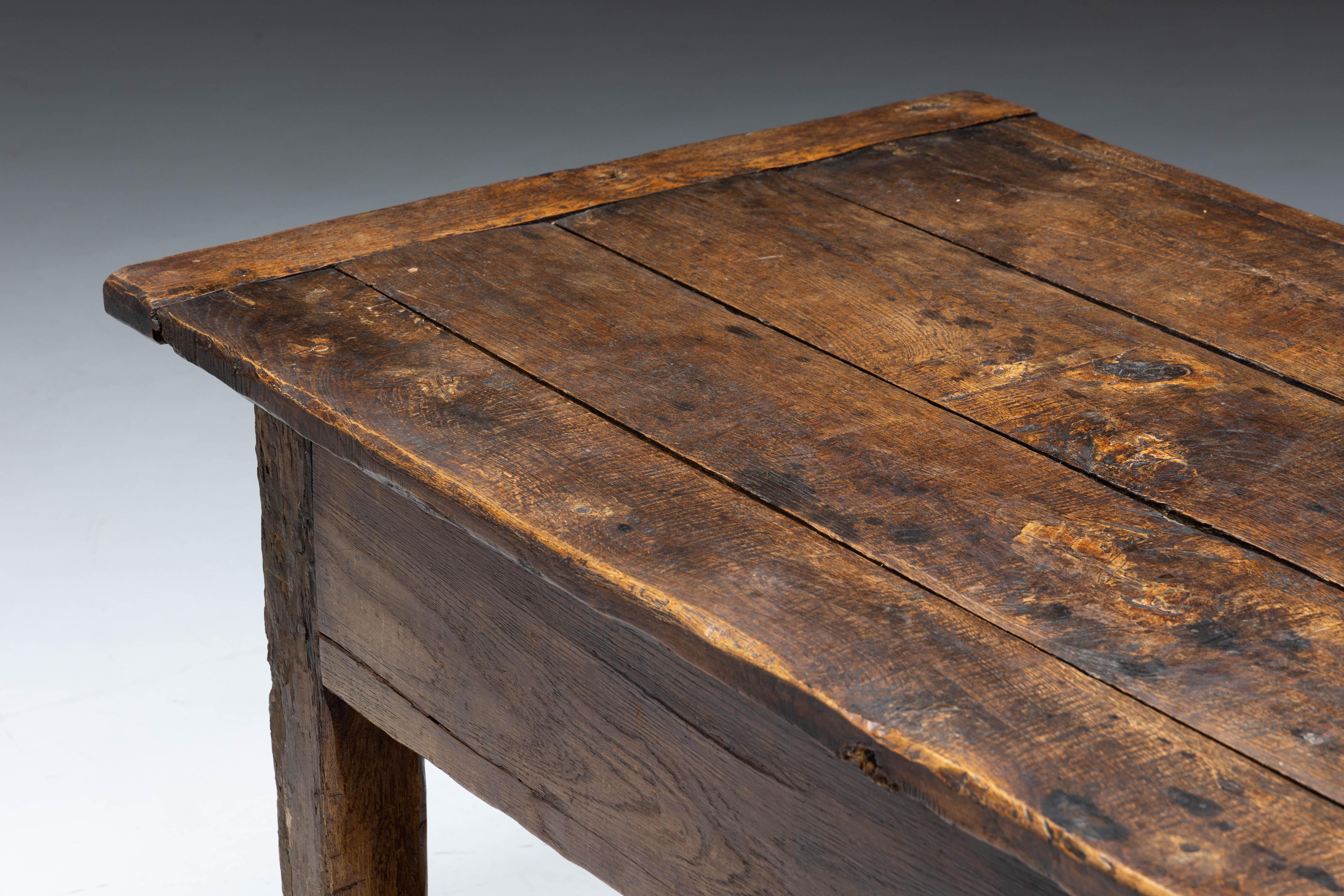 French Rustic Folk Art Dining Table, France, 19th Century For Sale