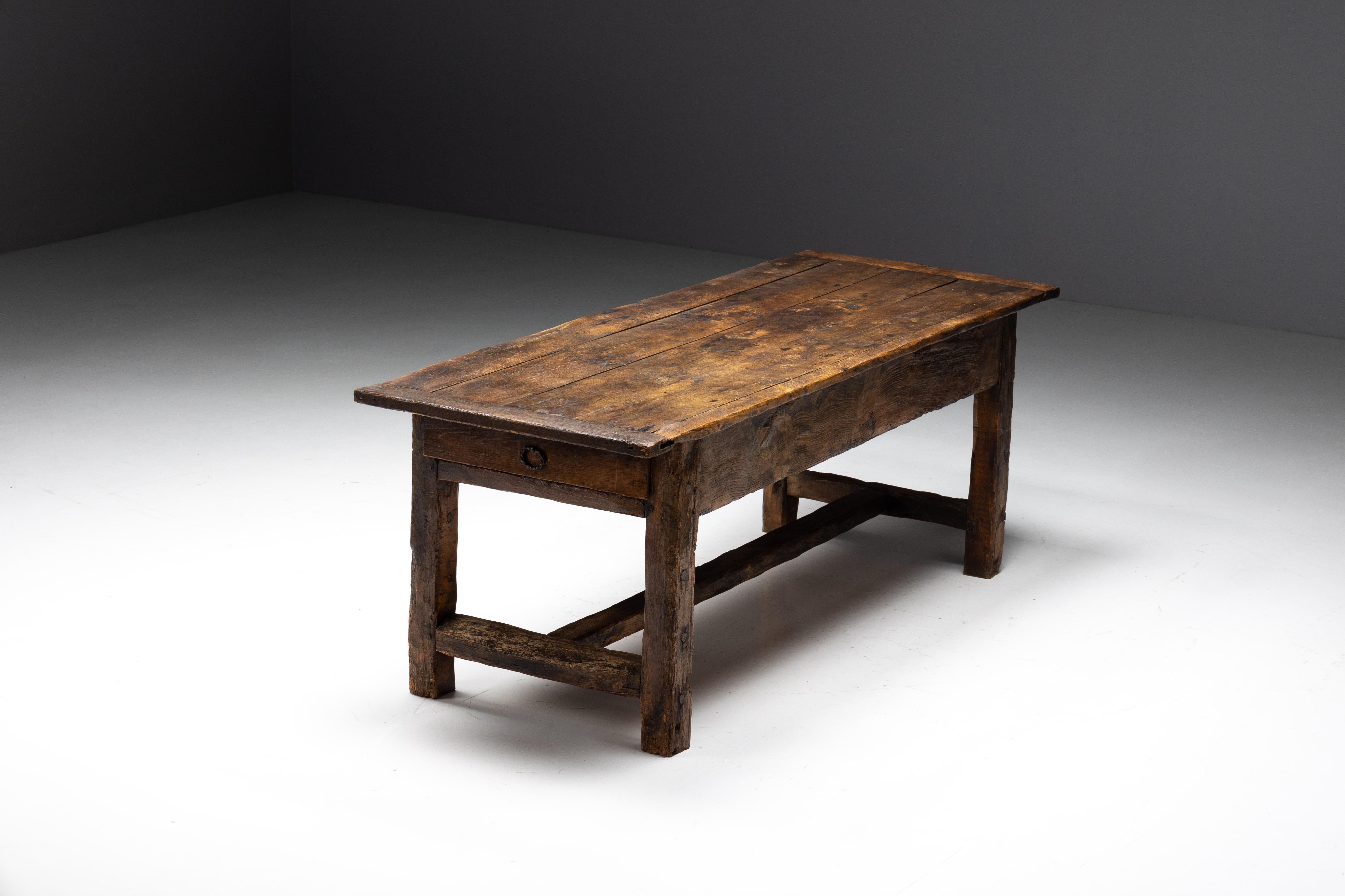 Rustic Folk Art Dining Table, France, 19th Century For Sale 4