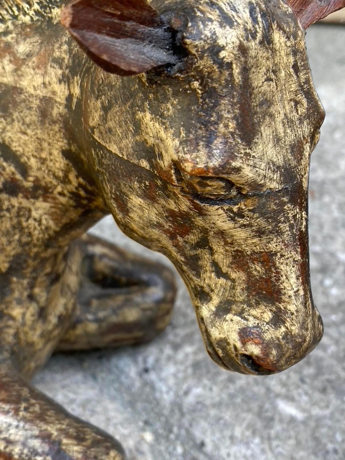 Guatemalan Rustic Folk Art Horse and Ox from Nativity Scene For Sale